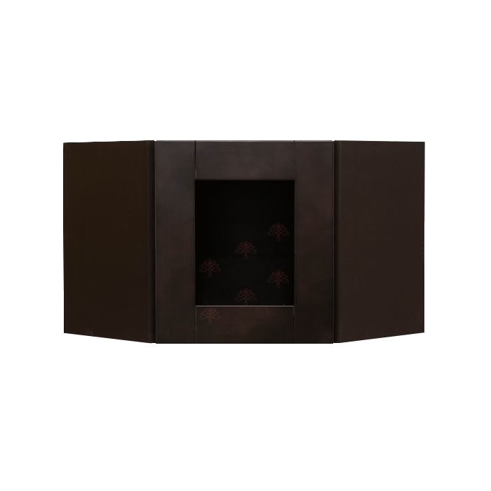 Anchester Espresso Wall Mullion Door Diagonal Corner Cabinet 1 Door No Shelf Glass Not Included