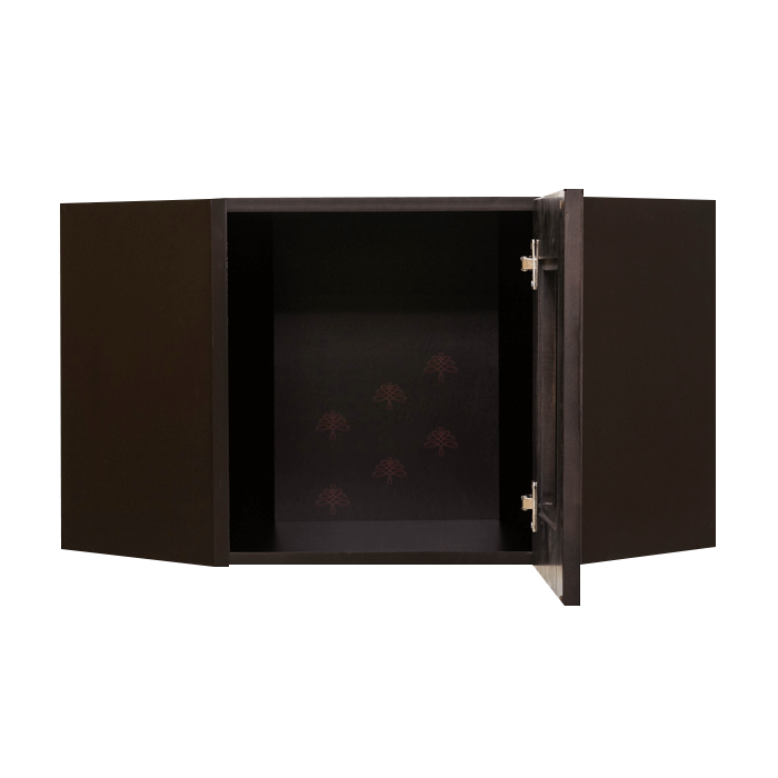 Anchester Espresso Wall Mullion Door Diagonal Corner Cabinet 1 Door No Shelf Glass Not Included
