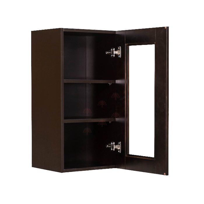 Anchester Espresso Wall Mullion Door Cabinet 1 Door 2 Adjustable Shelves 30 Inch Height Glass Not Included
