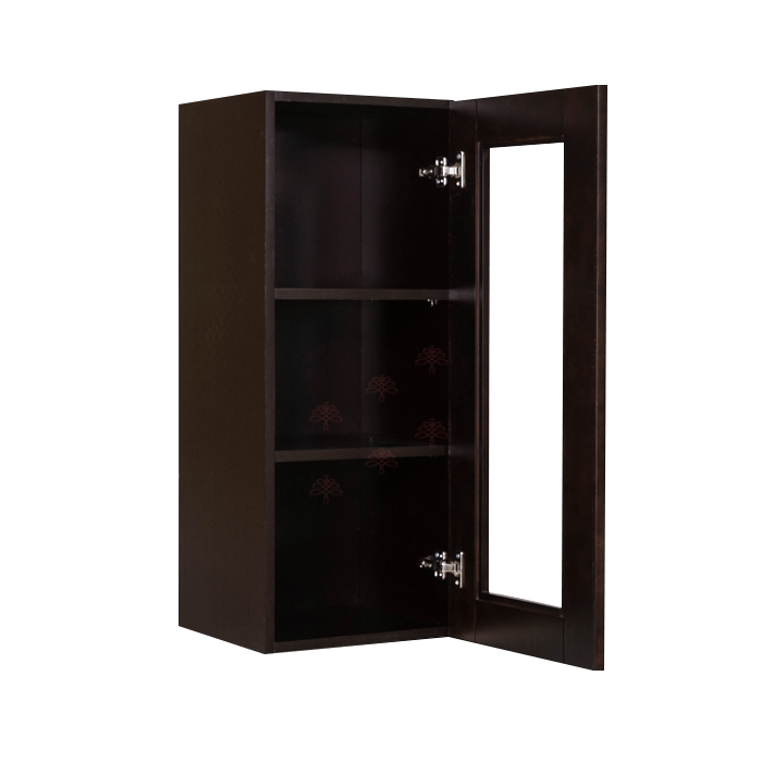 Anchester Espresso Wall Mullion Door Cabinet 1 Door 2 Adjustable Shelves Glass Not Included