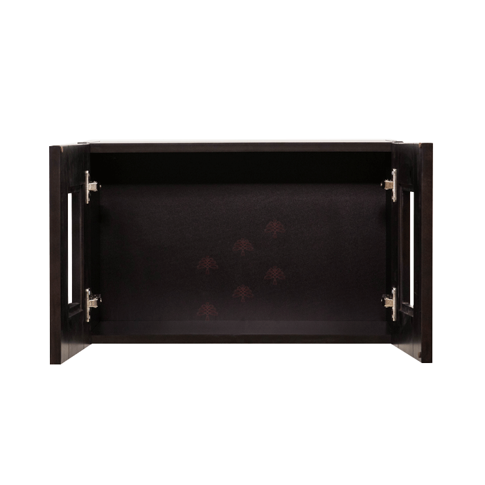 Anchester Espresso Wall Mullion Door Cabinet 2 Doors No Shelf Glass Not Included