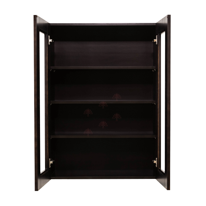 Anchester Espresso Wall Mullion Door Cabinet 2 Doors 3 Adjustable Shelves Glass Not Included