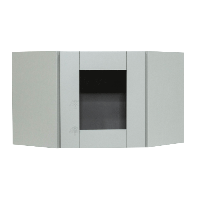 Anchester Gray Wall Mullion Door Diagonal Corner Cabinet 1 Door No Shelf Glass Not Included