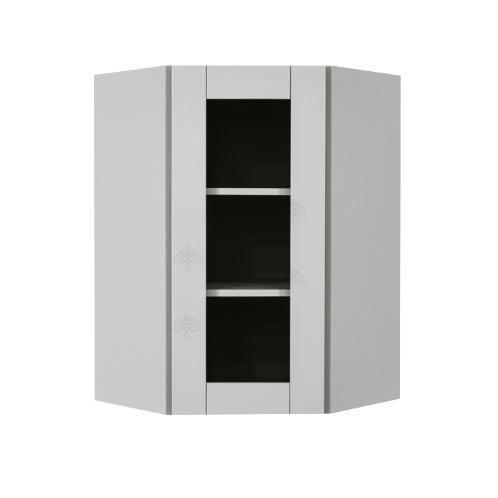 Anchester Gray Wall Mullion Door Diagonal Corner Cabinet 1 Door 2 Adjustable Shelves Glass Not Included