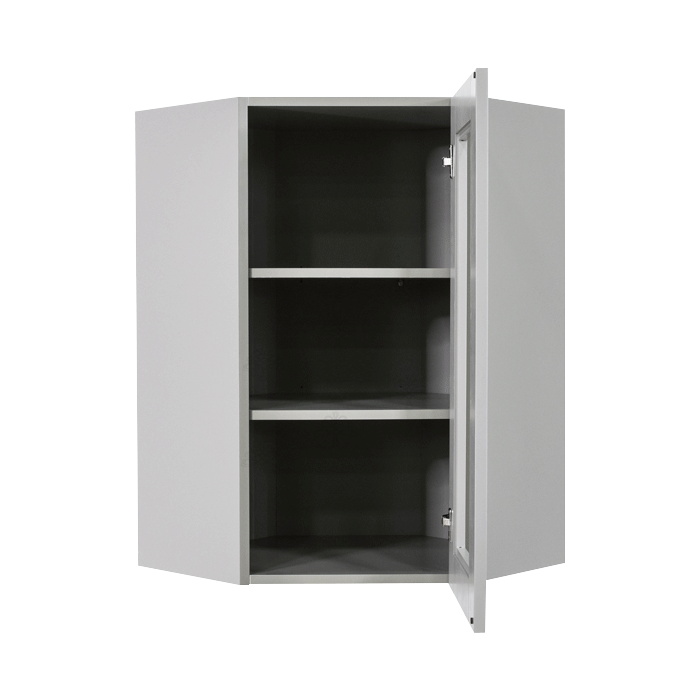 Anchester Gray Wall Mullion Door Diagonal Corner Cabinet 1 Door 2 Adjustable Shelves Glass Not Included