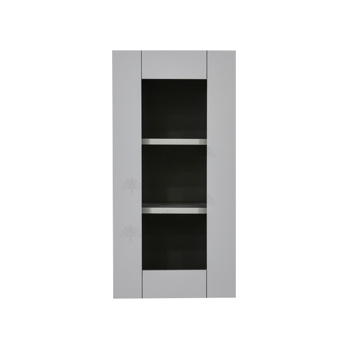 Anchester Gray Wall Mullion Door Cabinet 1 Door 2 Adjustable Shelves 30 Inch Height Glass Not Included