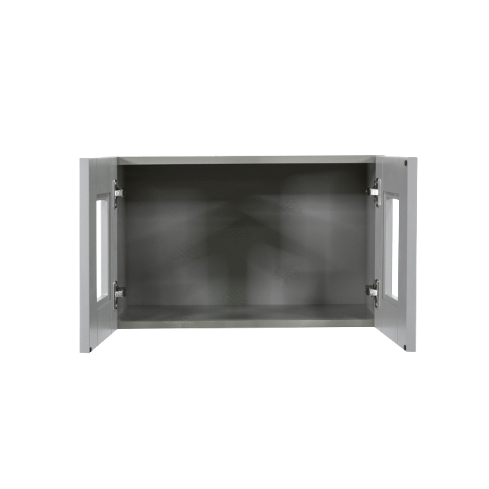 Anchester Gray Wall Mullion Door Cabinet 2 Doors No Shelf Glass Not Included