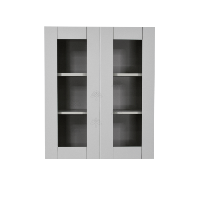 Anchester Gray Wall Mullion Door Cabinet 2 Doors 2 Adjustable Shelves Glass Not Included