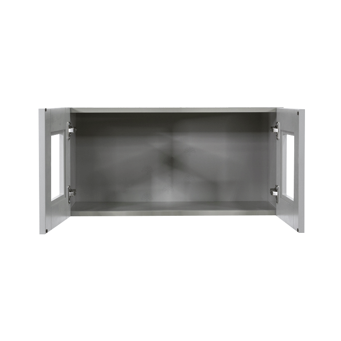 Anchester Gray Wall Mullion Door Cabinet 2 Doors No Shelf 24 Inch Depth Glass Not Included