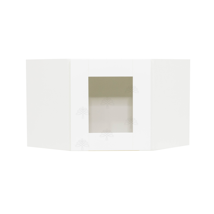 Anchester White Wall Mullion Door Diagonal Corner Cabinet 1 Door No Shelf Glass Not Included