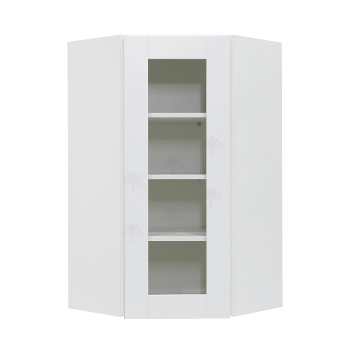 Anchester White Wall Mullion Door Diagonal Corner Cabinet 1 Door 3 Adjustable Shelves Glass Not Included