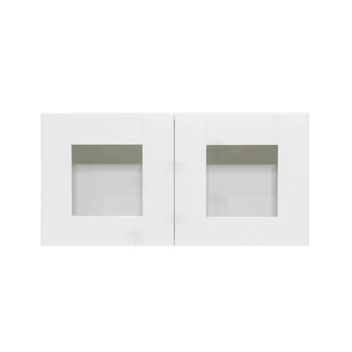 Anchester White Wall Mullion Door Cabinet 2 Doors No Shelf Glass Not Included