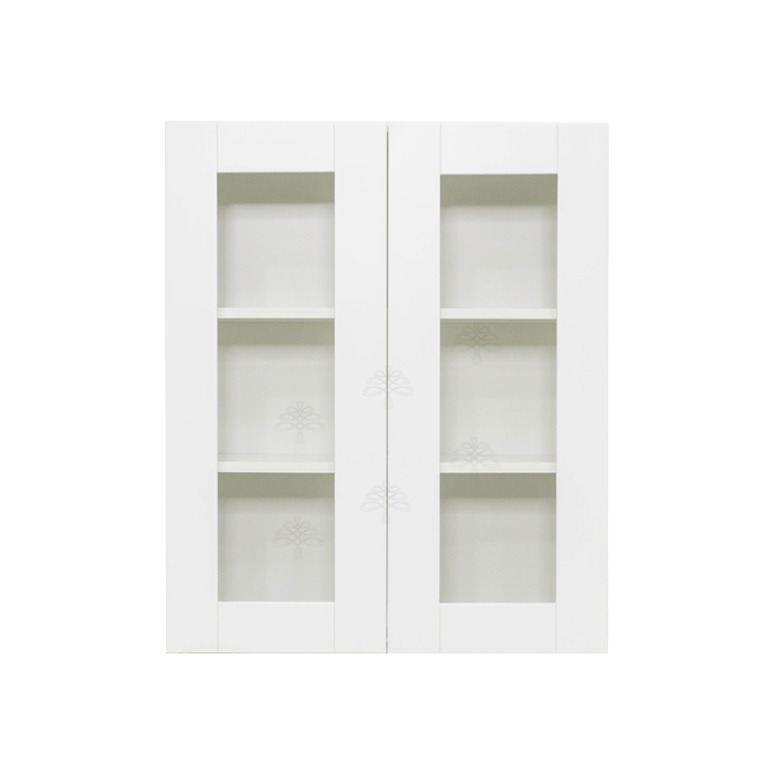 Anchester White Wall Mullion Door Cabinet 2 Doors 2 Adjustable Shelves Glass Not Included