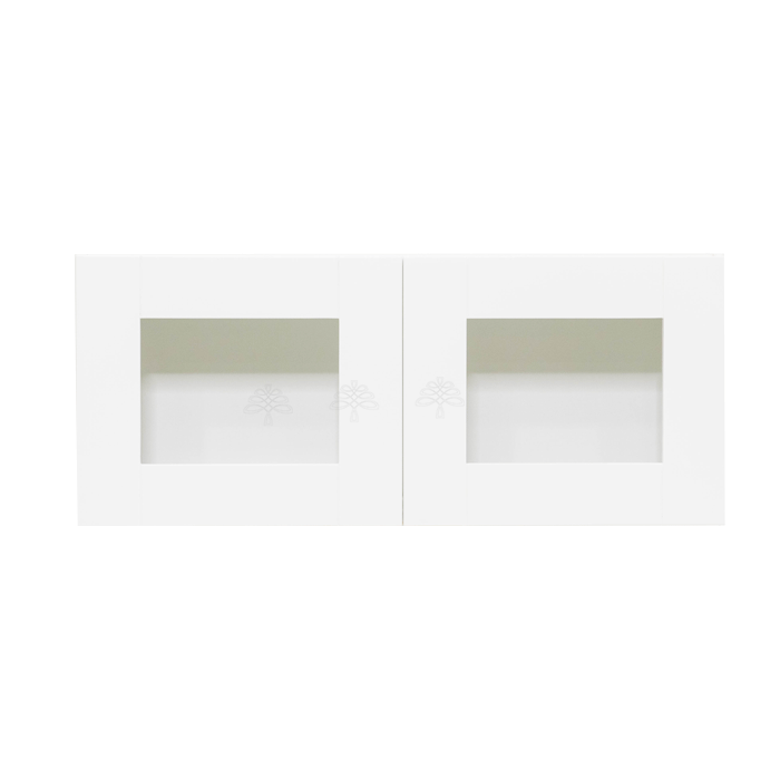 Anchester White Wall Mullion Door Cabinet 2 Doors No Shelf 24 Inch Depth Glass Not Included