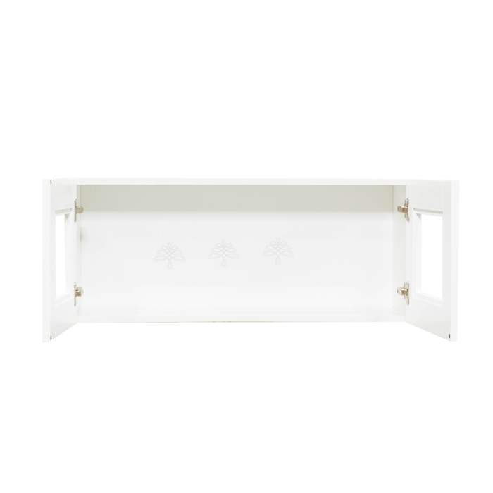 Anchester White Wall Mullion Door Cabinet 2 Doors No Shelf 24 Inch Depth Glass Not Included