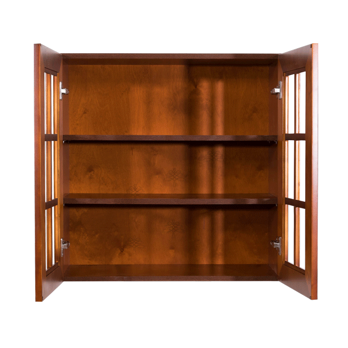 Cambridge Wall Mullion Door Cabinet 2 Doors 2 Adjustable Shelves 30 Inch Height Glass Not Included