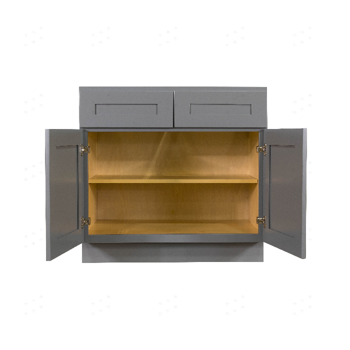 Lancaster Gray Base Cabinet 2 Drawers 2 Doors 1 Adjustable Shelf