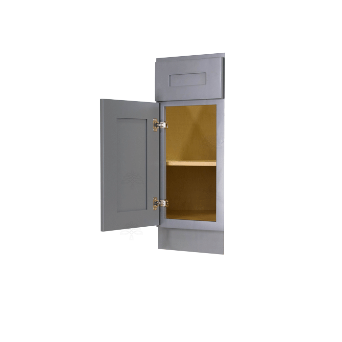 Lancaster Gray Base End Angle Cabinet 1 Fake Drawer 1 Door 1 Adjustable Shelf (Left)