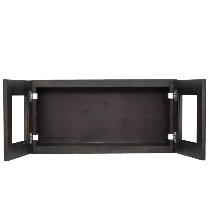 Lancaster Vintage Charcoal Wall Mullion Door Cabinet 2 Doors No Shelf Glass Not Included
