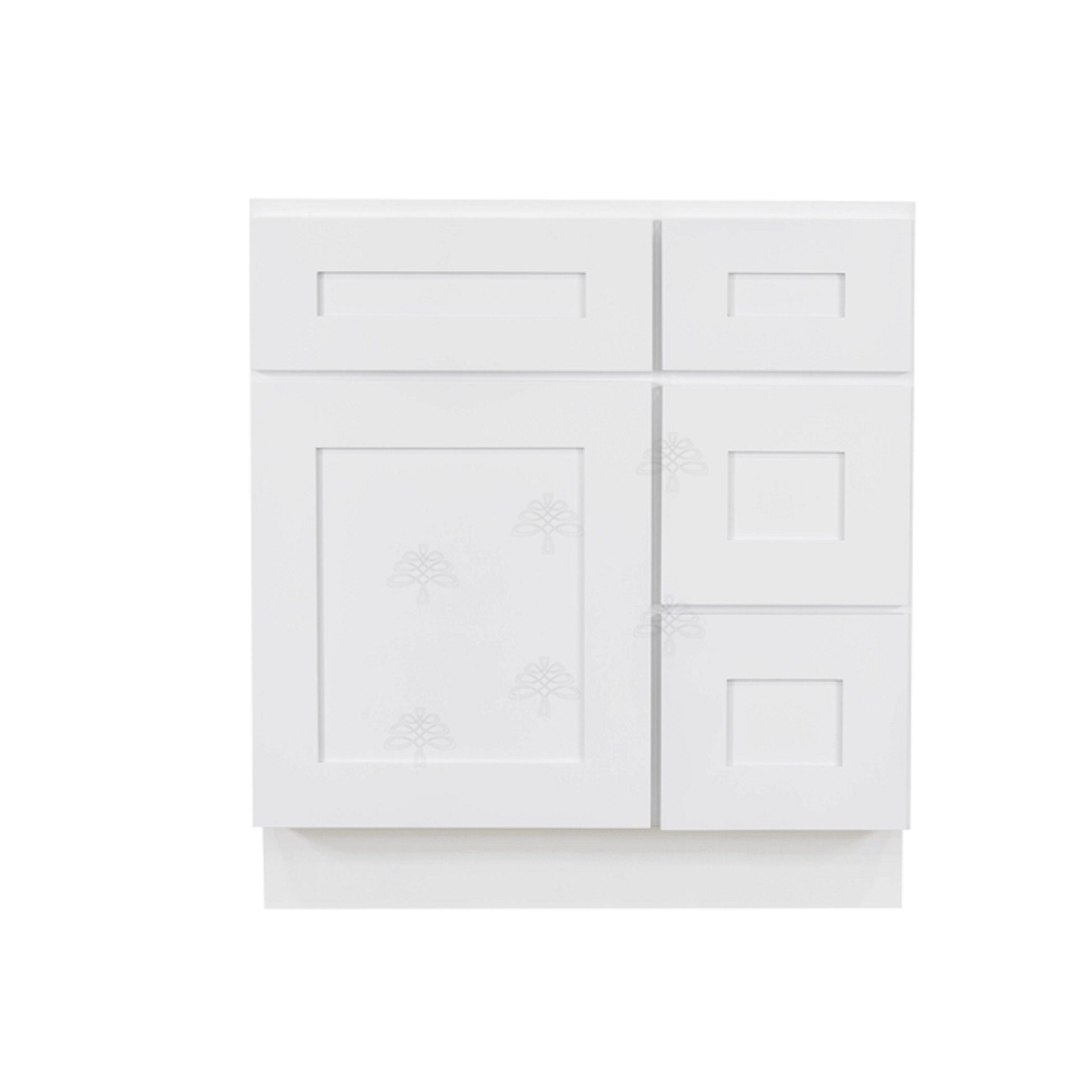 Lancaster Shaker White Vanity Sink Base Cabinet 1 Dummy Drawer 1 Door Rightside