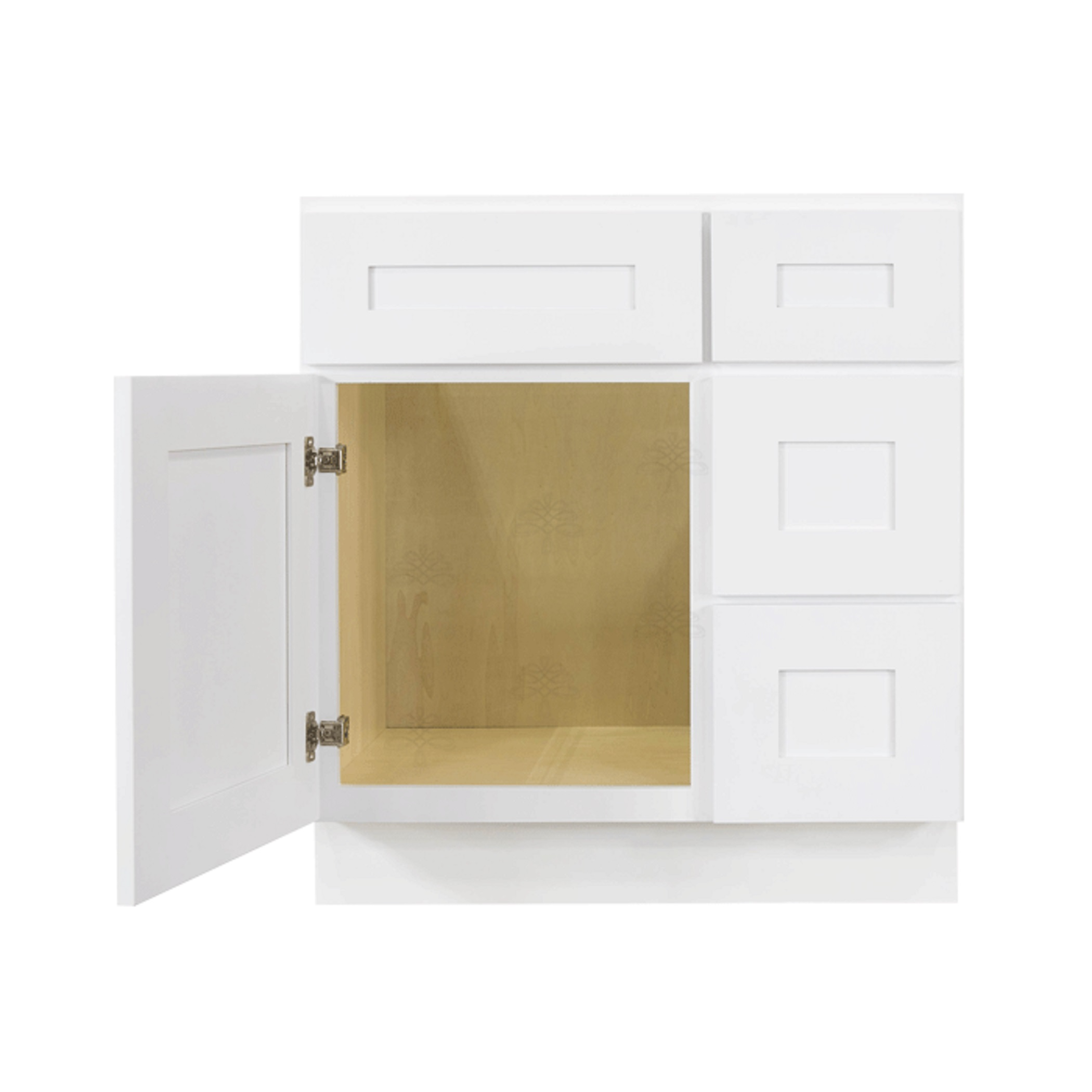 Lancaster Shaker White Vanity Sink Base Cabinet 1 Dummy Drawer 1 Door Rightside