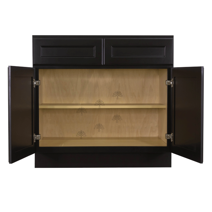 Newport Espresso Base Cabinet 2 Drawers 2 Doors 1 Adjustable Shelf