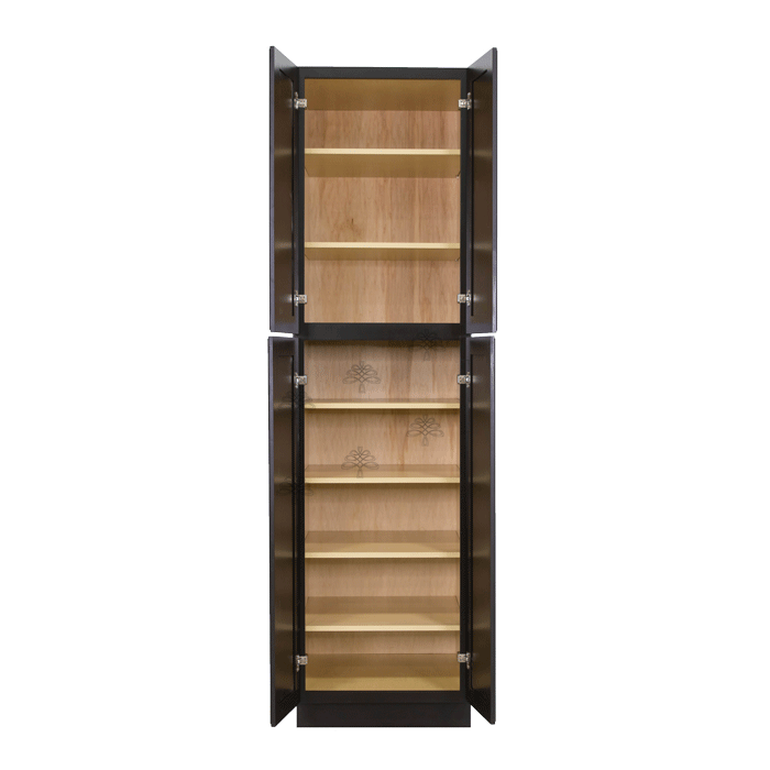 Newport Espresso Tall Pantry 2 Upper Doors and 2 Lower Doors