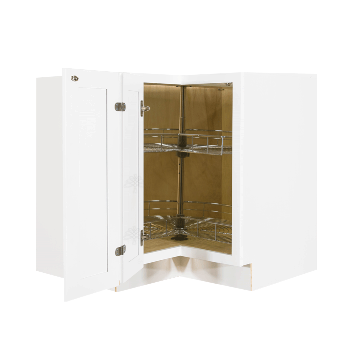 Newport White Lazy Susan Base Cabinet 2 Full Height Folding Doors