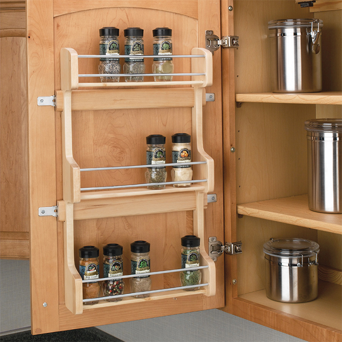 Door Mounting Spice Rack in Wood