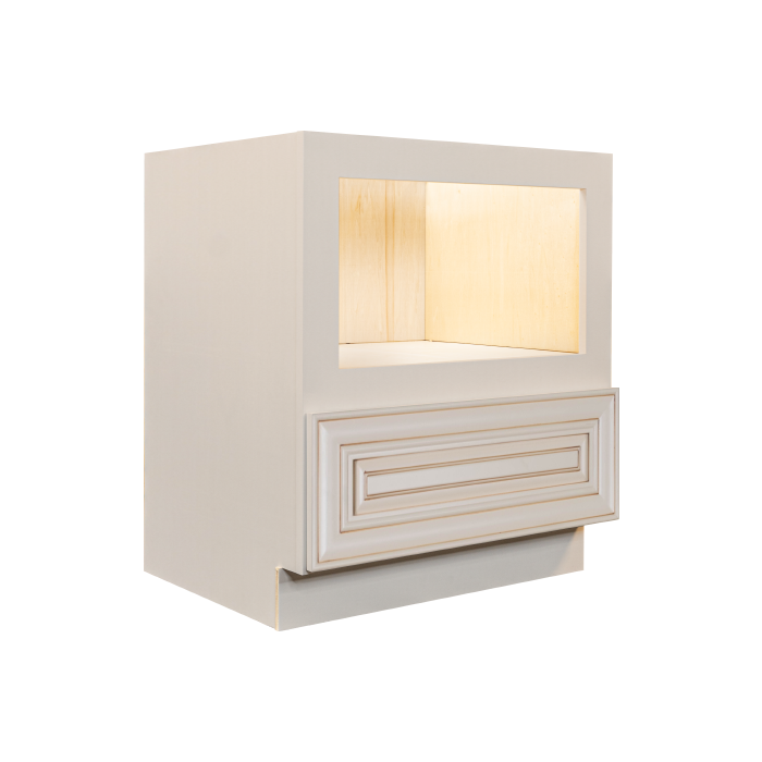 Princeton Creamy White With Glaze Base Microwave with Drawer Cabinet