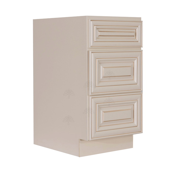 Princeton Creamy White Glazed Base Drawer Cabinet 3 Drawers
