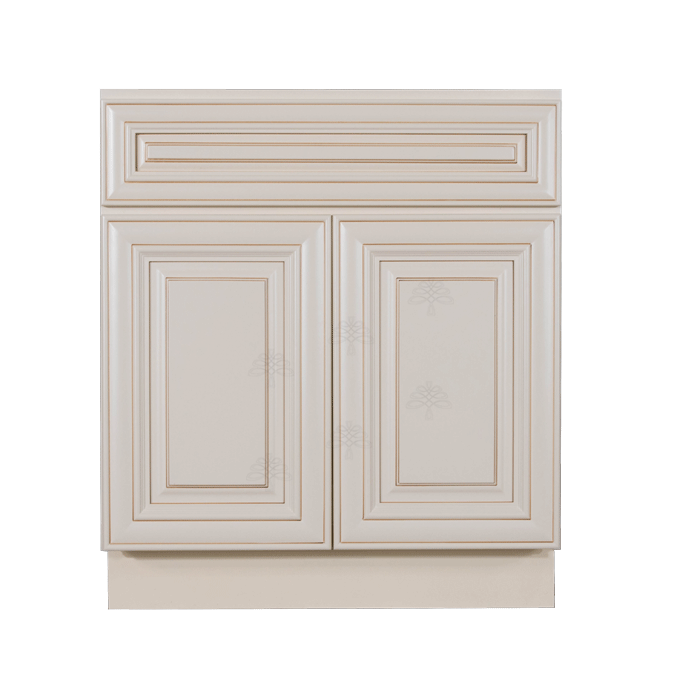 Princeton Creamy White Glazed Vanity Sink Base Cabinet 1 Dummy Drawer 2 Doors