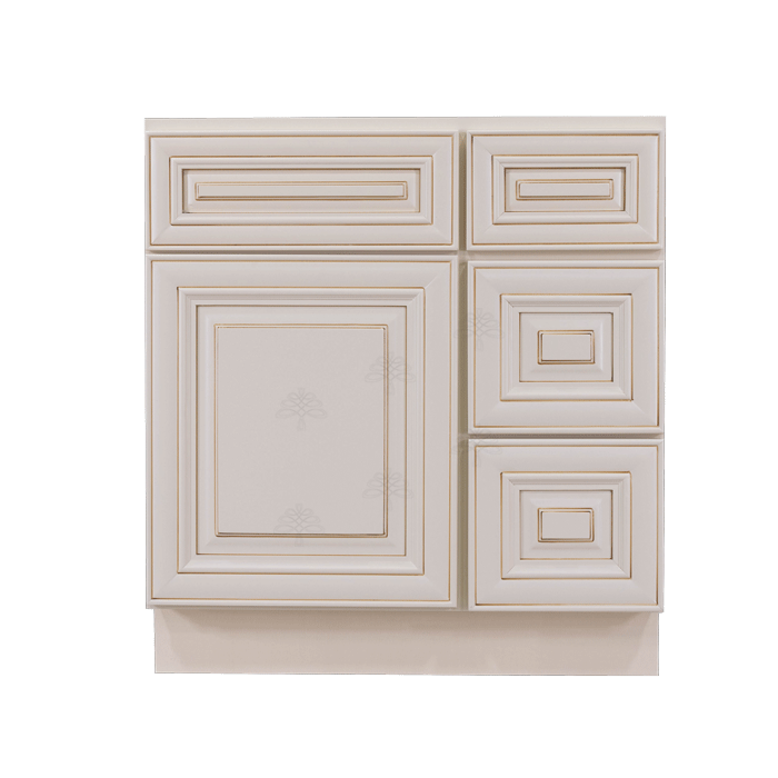 Princeton Creamy White Glazed Vanity Sink Base Cabinet 1 Dummy Drawer 1 Door (Right)