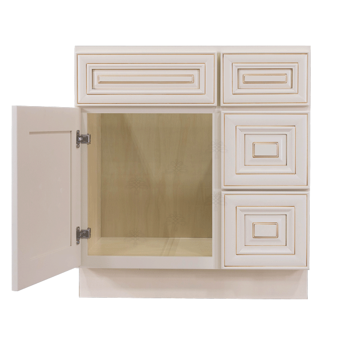 Princeton Creamy White Glazed Vanity Sink Base Cabinet 1 Dummy Drawer 1 Door (Right)