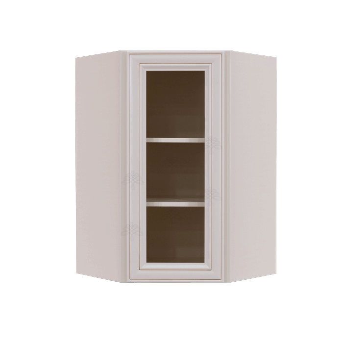 Princeton Creamy White Glazed Wall Diagonal Mullion Door Cabinet 1 Door 2 Adjustable Shelves Glass not Included