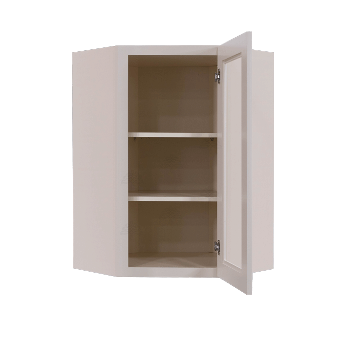 Princeton Creamy White Glazed Wall Diagonal Mullion Door Cabinet 1 Door 2 Adjustable Shelves Glass not Included