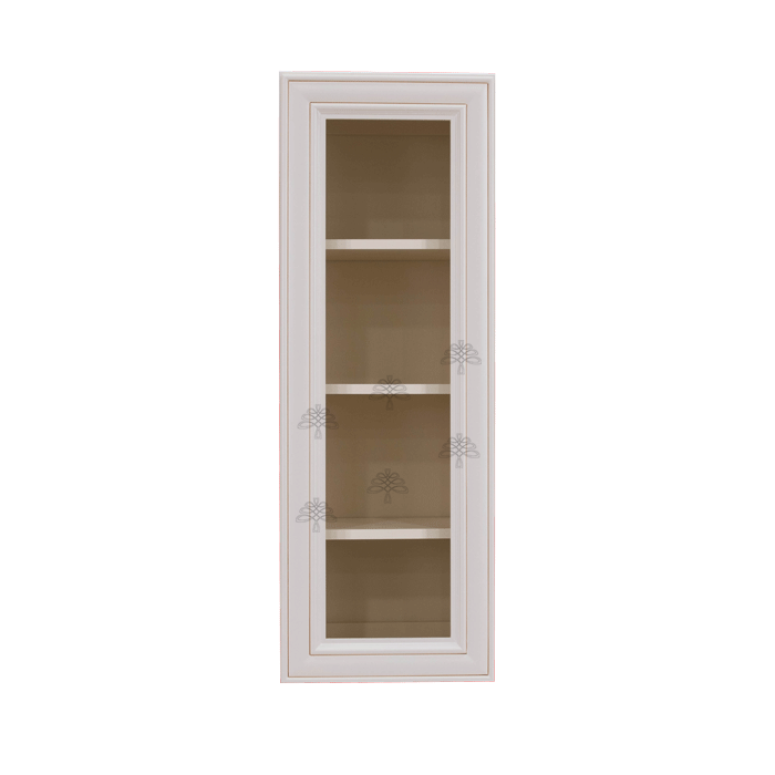 Princeton Creamy White Glazed Wall Mullion Door Cabinet 1 Door 3 Adjustable Shelves Glass not Included