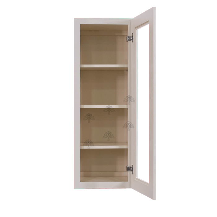 Princeton Creamy White Glazed Wall Mullion Door Cabinet 1 Door 3 Adjustable Shelves Glass not Included