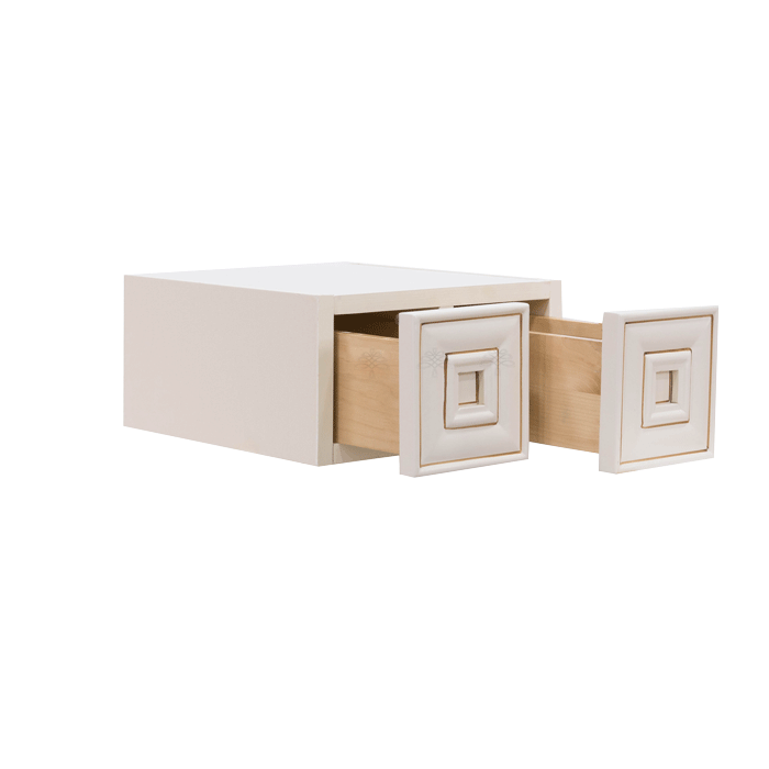 Princeton Creamy White Glazed Wall Small Drawer Cabnet 2 Drawers