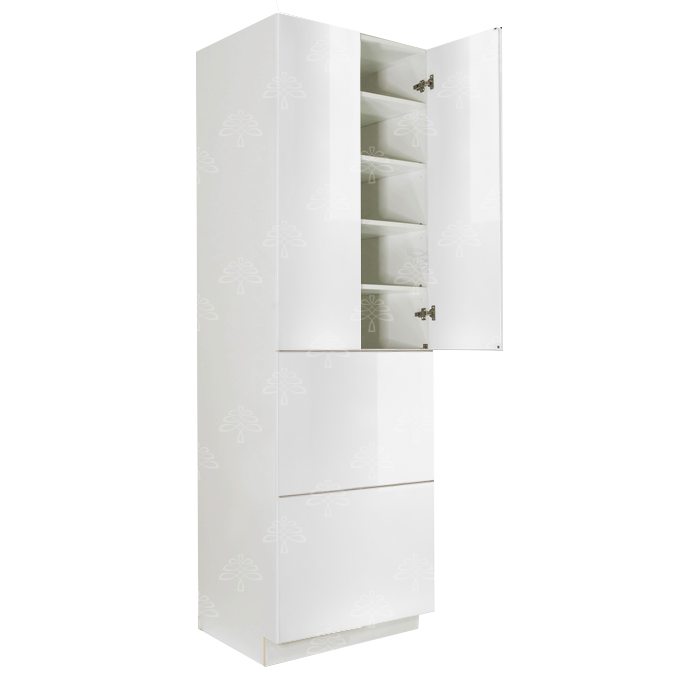 Valencia White Series Finish Pantry Cabinet with Inverted Door and 2 Doors and 2 Drawers
