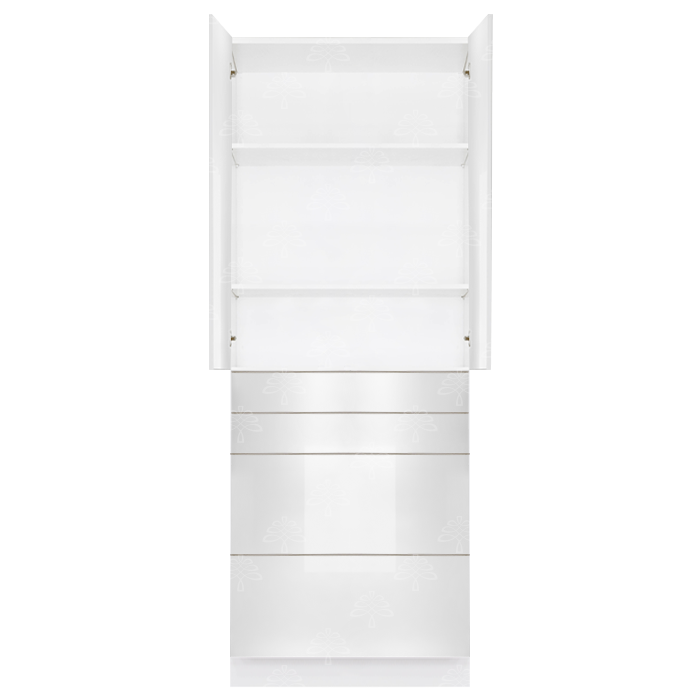 Valencia White Series Finish Pantry Cabinet with Inverted Door and 2 Doors and 4 Drawers