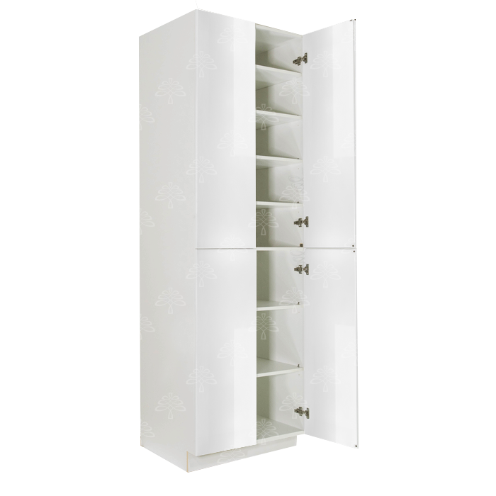 Valencia White Series Finish Pantry Cabinet with Inverted Door and Roll Out Tray and 4 Doors