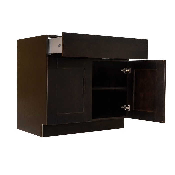 Anchester Espresso Base Cabinet 2 Drawers 2 Doors 1 Adjustable Shelf