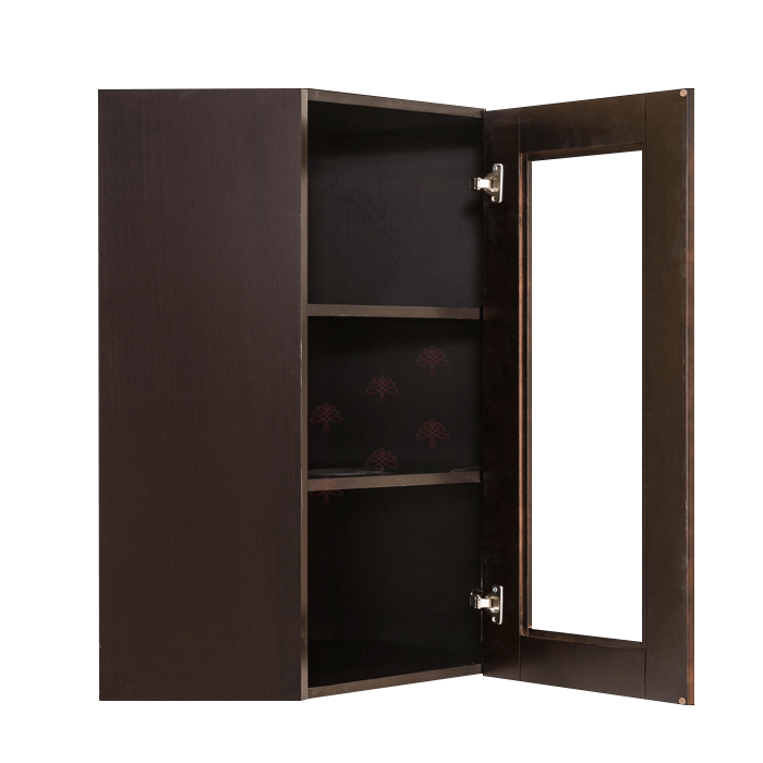 Anchester Espresso Wall Mullion Door Diagonal Corner Cabinet 1 Door 2 Adjustable Shelves Glass Not Included
