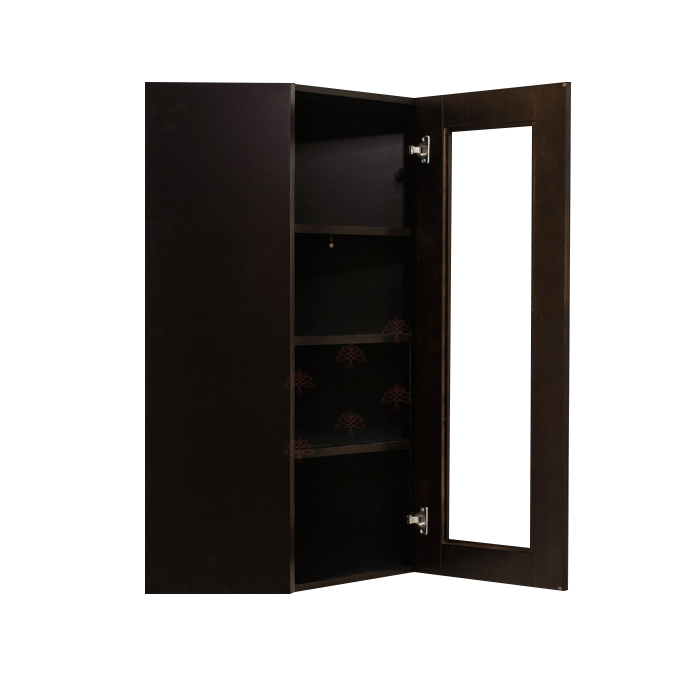 Anchester Espresso Wall Mullion Door Diagonal Corner Cabinet 1 Door 3 Adjustable Shelves Glass Not Included