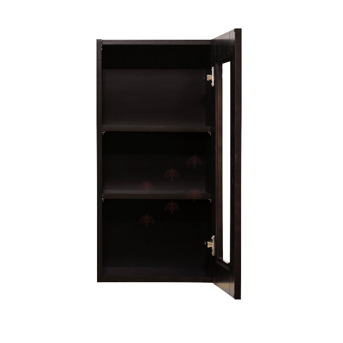 Anchester Espresso Wall Mullion Door Cabinet 1 Door 2 Adjustable Shelves 30 Inch Height Glass Not Included