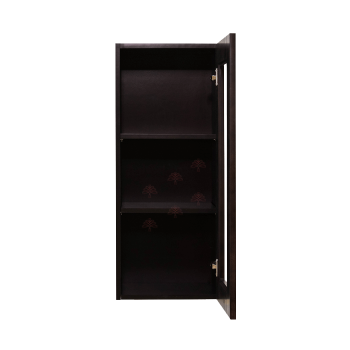 Anchester Espresso Wall Mullion Door Cabinet 1 Door 2 Adjustable Shelves Glass Not Included