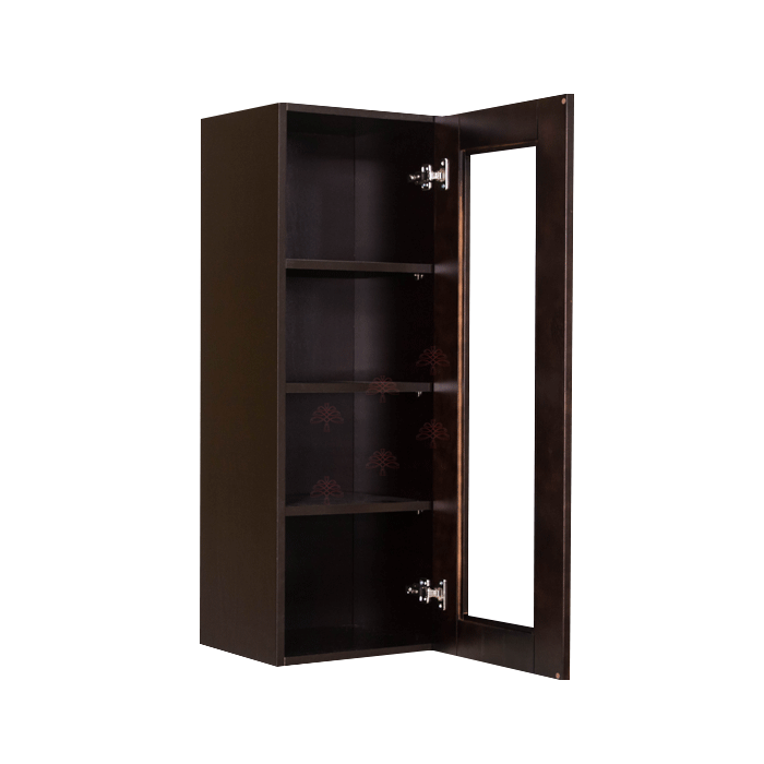 Anchester Espresso Wall Mullion Door Cabinet 1 Door 3 Adjustable Shelves Glass Not Included