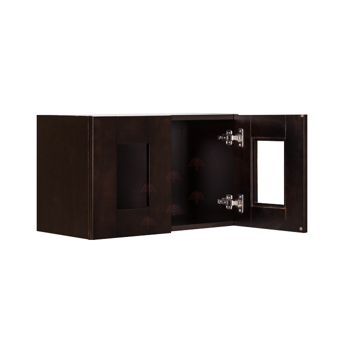 Anchester Espresso Wall Mullion Door Cabinet 2 Doors No Shelf Glass Not Included