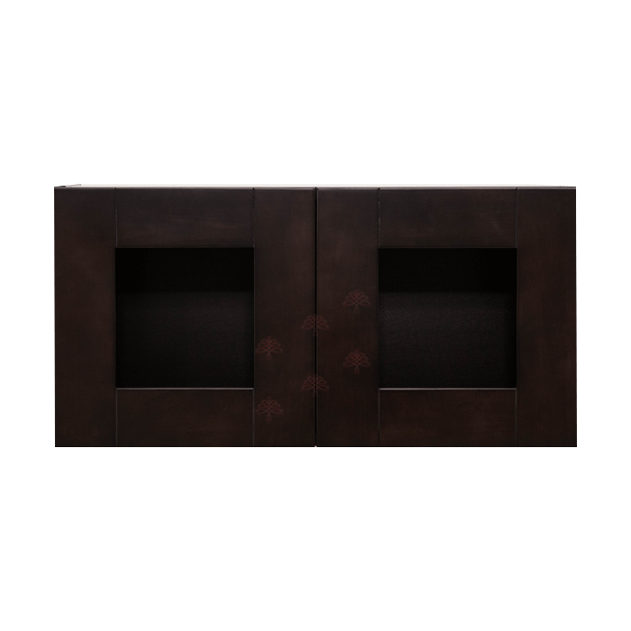 Anchester Espresso Wall Mullion Door Cabinet 2 Doors No Shelf 24 Inch Depth Glass Not Included